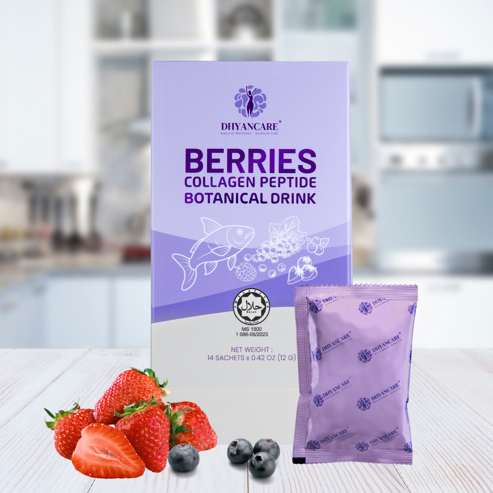 DHYANCARE Berries Collagen Peptide Sachet | 14 Sachet per Box